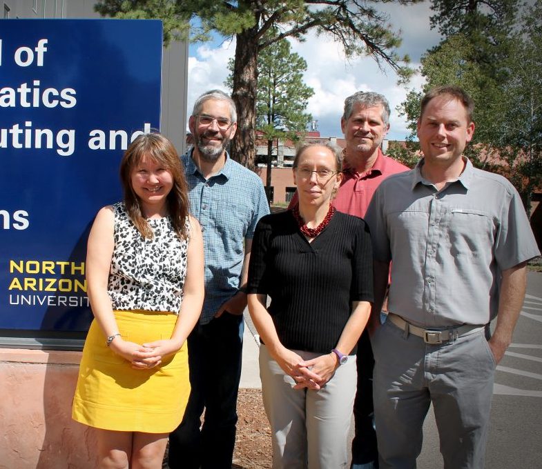 Faculty involved in T3 grant: (back row left to right) Andrew Richardson and Jay Barber; (front row left to right) Teki Sankey, Kiona Ogle, and Ben Ruddell